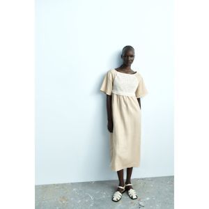 ZARA MIXED LINEN BLEND KNIT DRESS